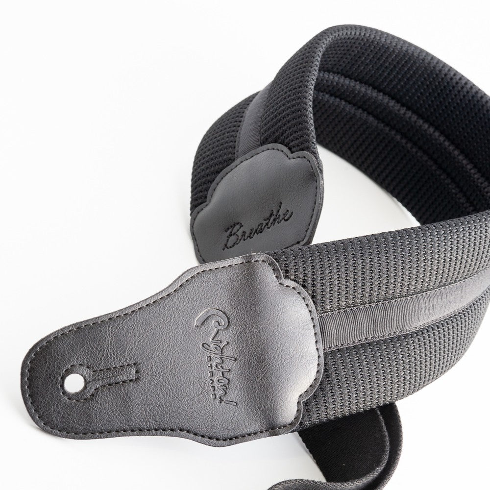righton vegan bass strap 8cm breatheable black twisted closeup