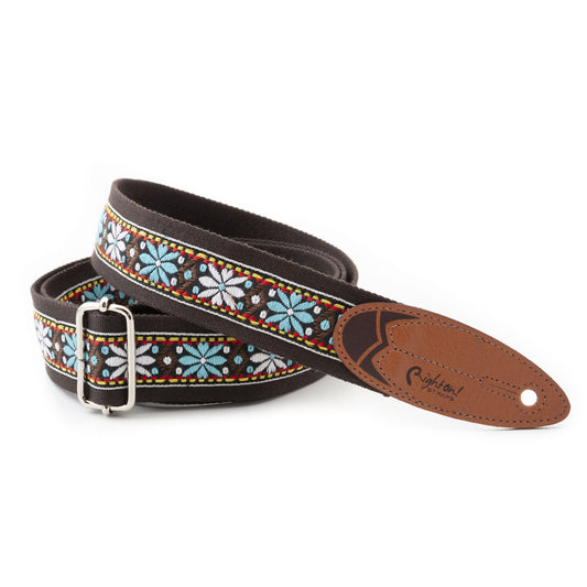 righton vegan ukulele strap 4cm thin  floral blue white