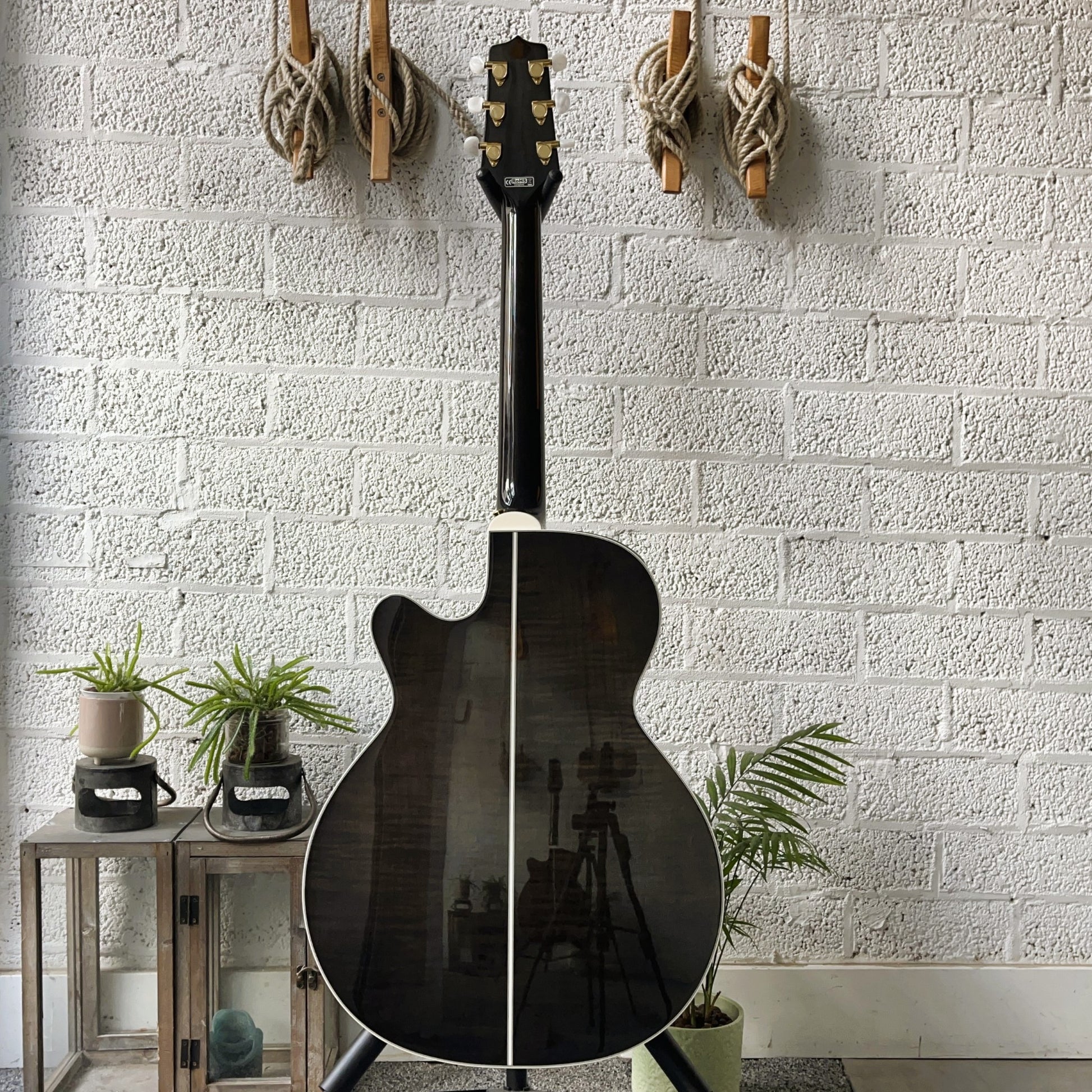 takamine gn75ce electro acoustic guitar transparent black back view