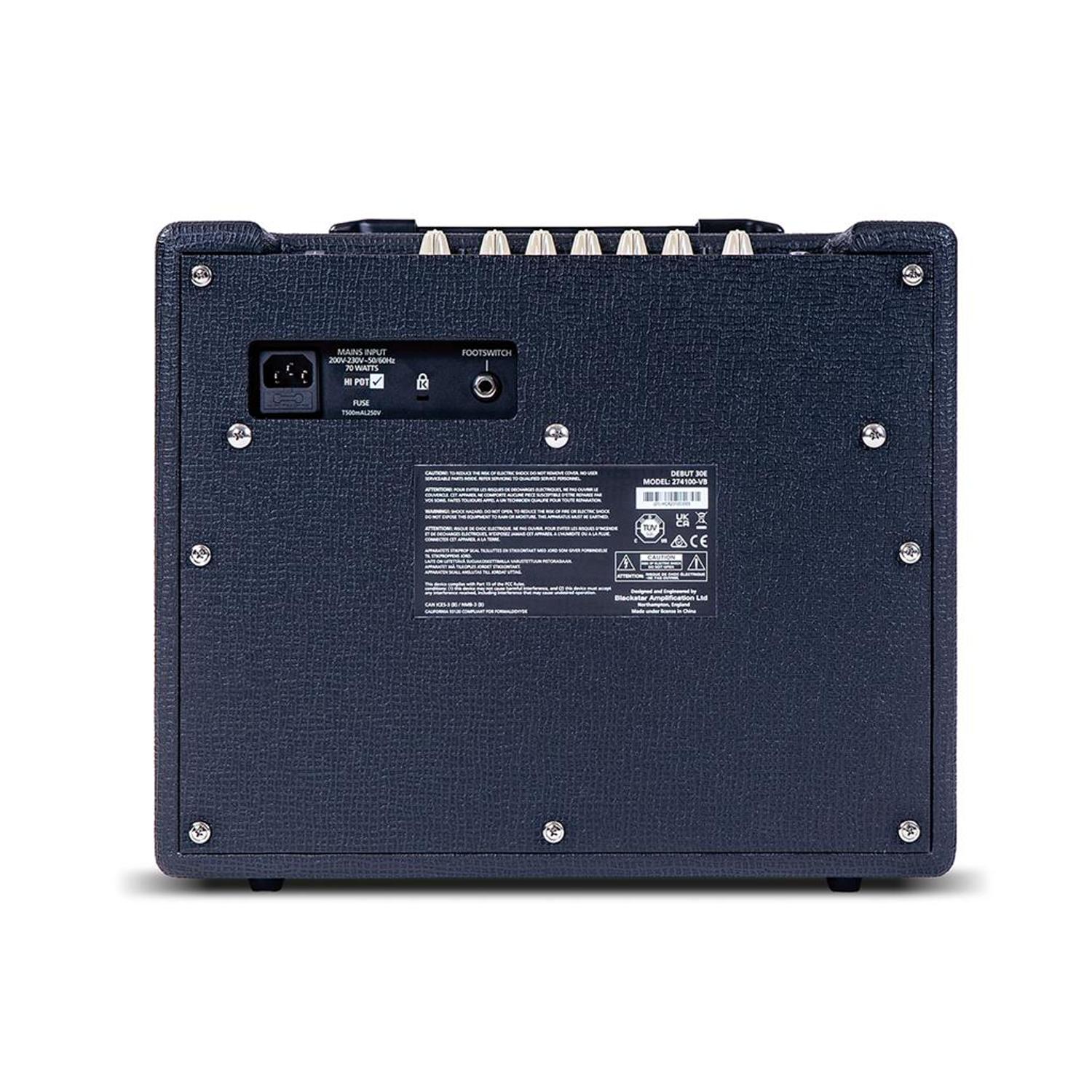 blackstar debut 30 electric guitar amplifier black back view