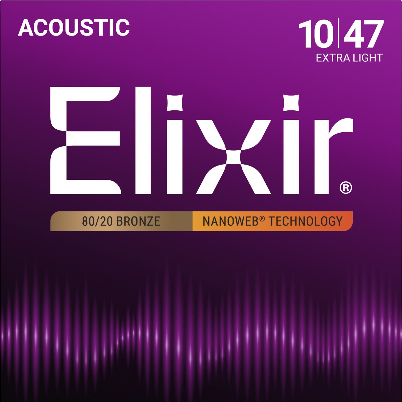 elixir nanoweb 80-20 bronze acoustic guitar strings 10-47