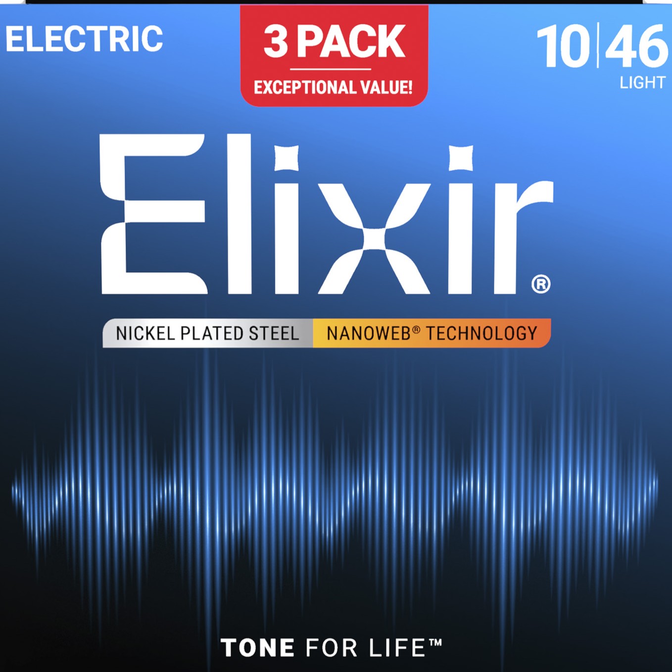 elixir nanoweb electric guitar strings 10-46 3-pack