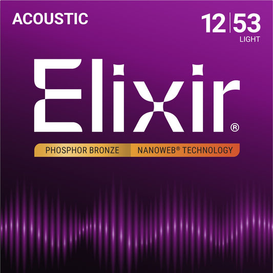 elixir nanoweb phosphor bronze acoustic guitar strings 12-53