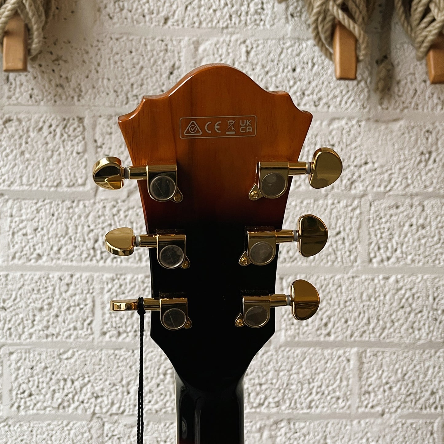 ibanez ag75g brown sunburst hollow body electric guitar headstock back view