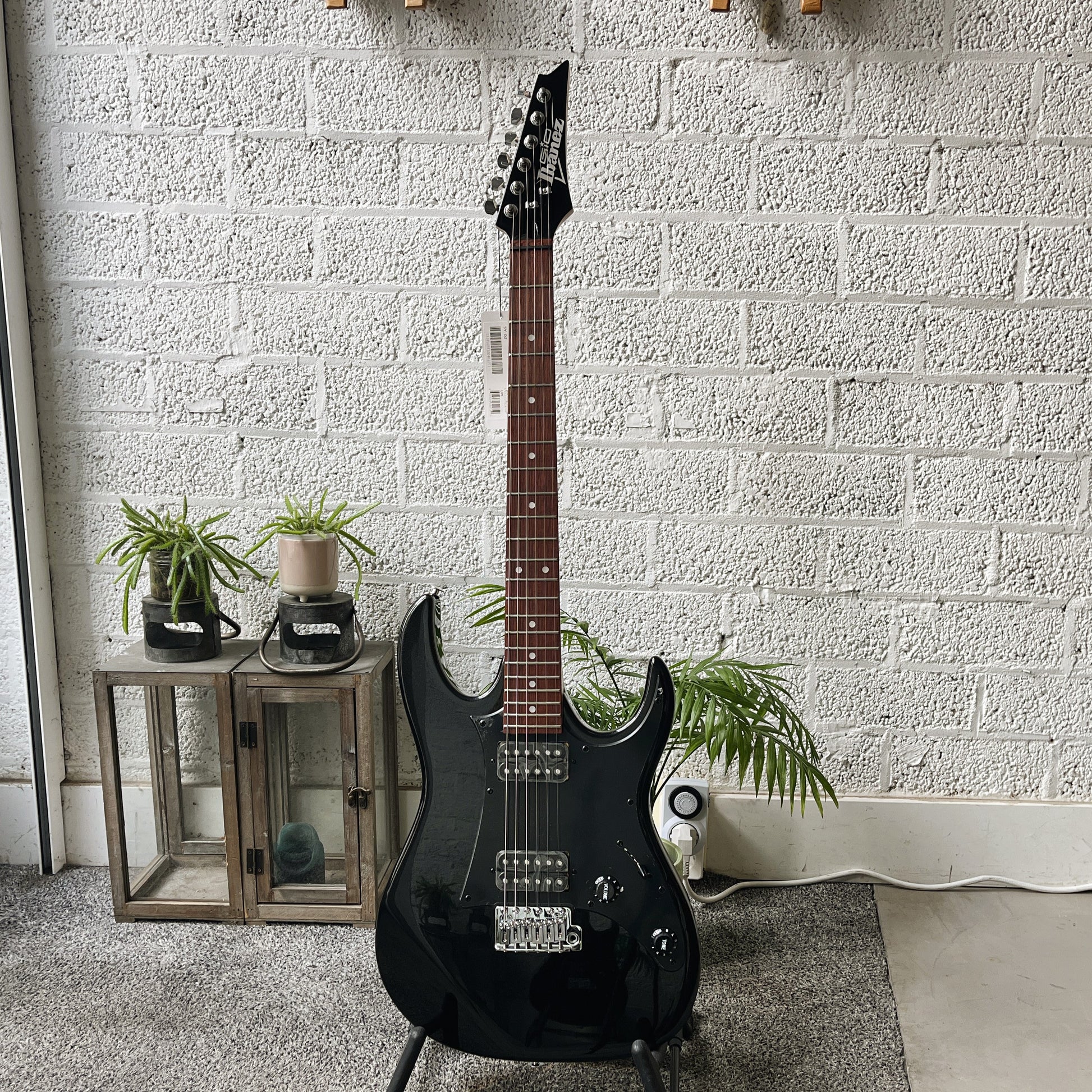 Ibanez GRX20 electric guitar in Black Night finish front view