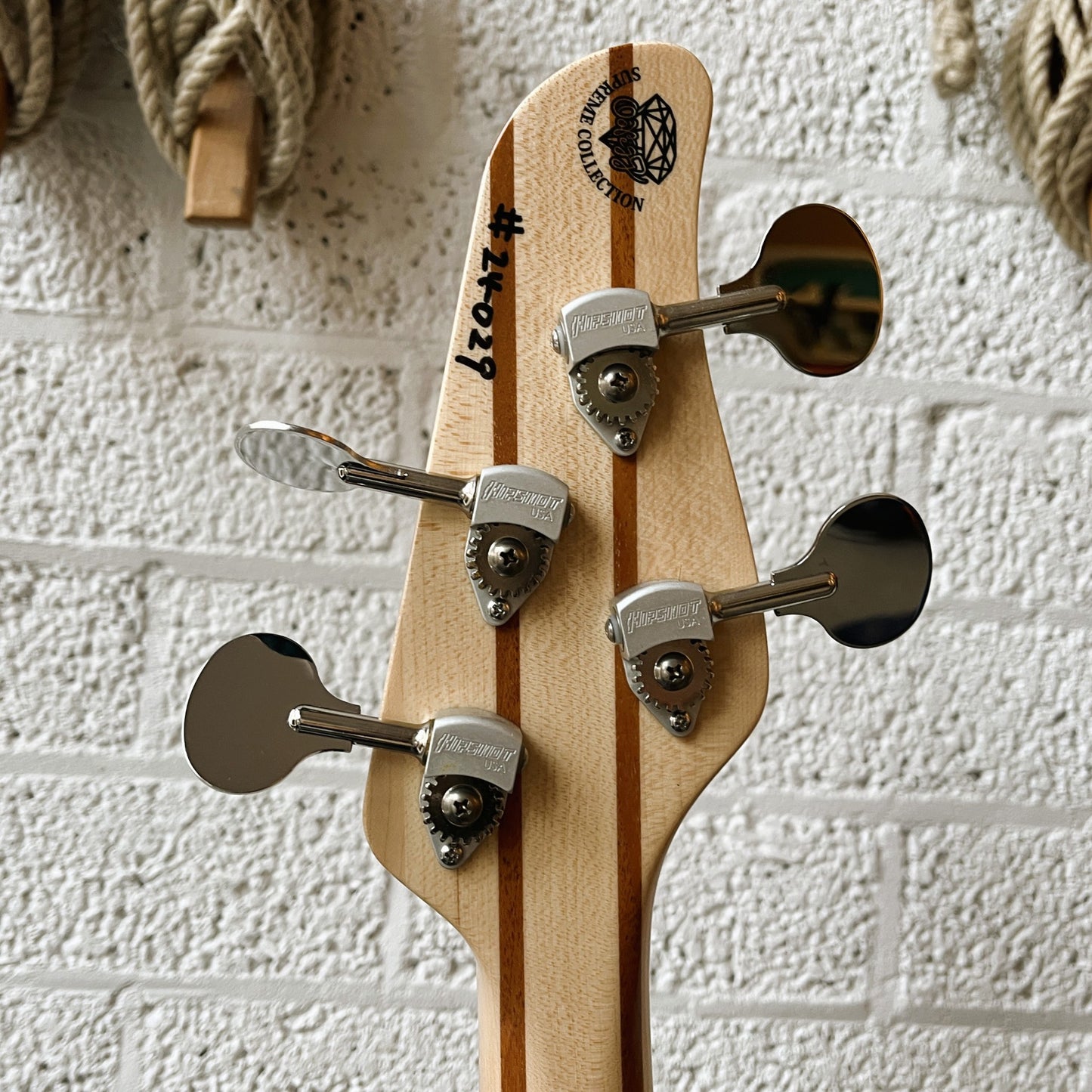 oopegg stormbreaker bass charcoal frost headstock back view