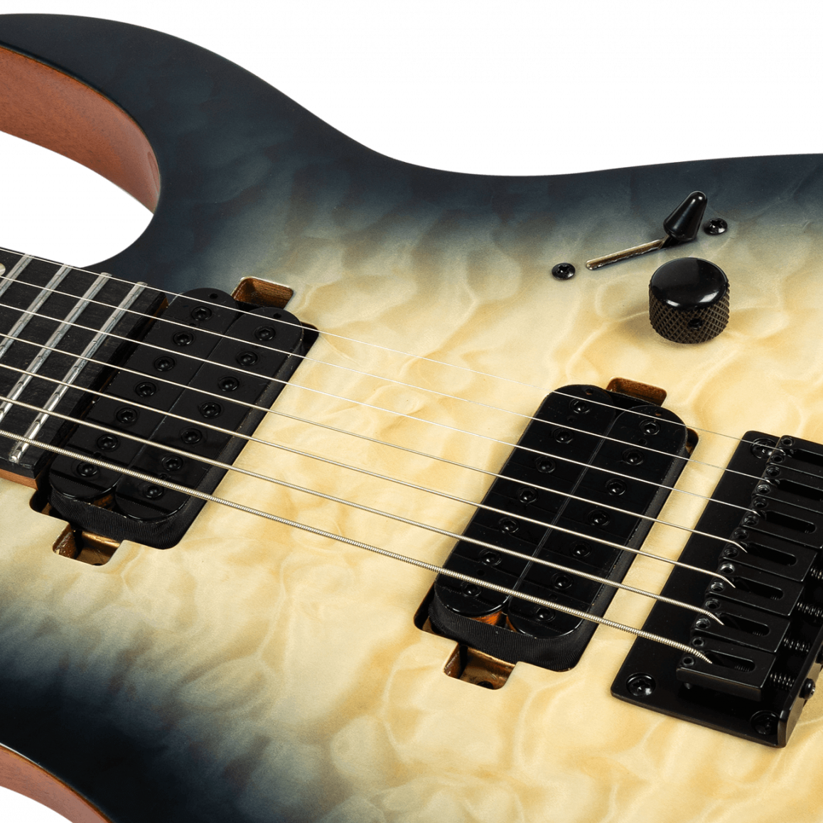 spira s-507 trans grey 7-string electric guitar body detail