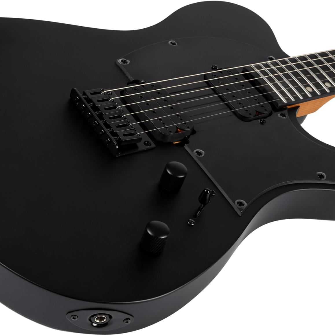 spira t-400 satin black electric guitar body detail